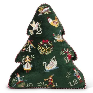 12 Days of Christmas Tree Pillow 17"H