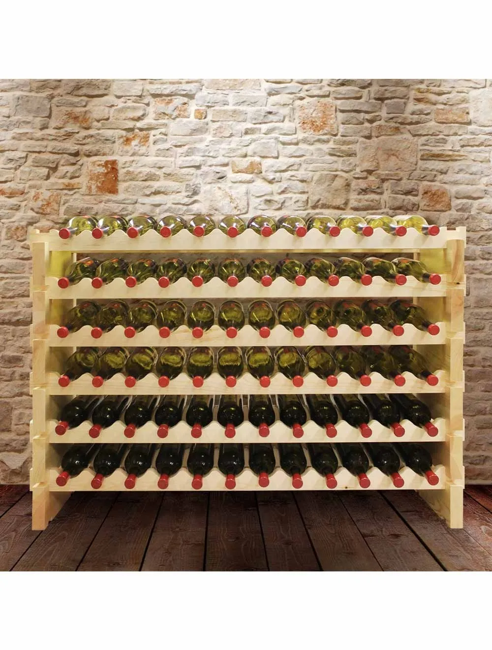 6 x 12 Bottle Modular Wine Rack (Natural)