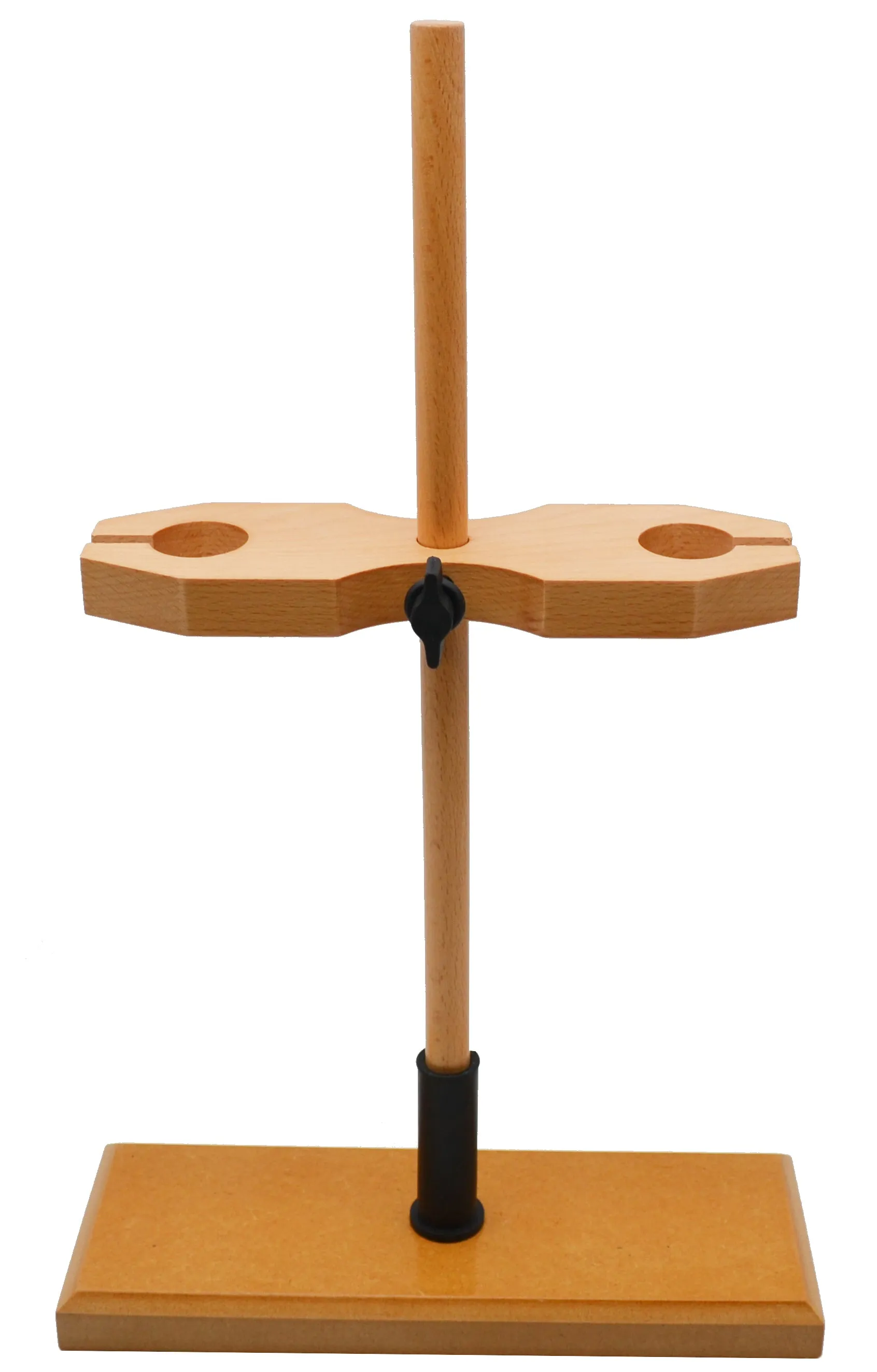 Adjustable Funnel Stand for 2 Funnels, Polished Wood, 1.5" Hole Diameter, 18" Tall - Eisco Labs