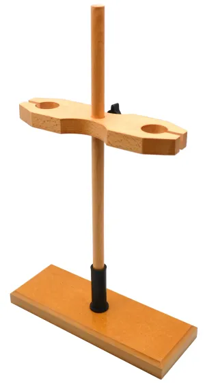 Adjustable Funnel Stand for 2 Funnels, Polished Wood, 1.5" Hole Diameter, 18" Tall - Eisco Labs