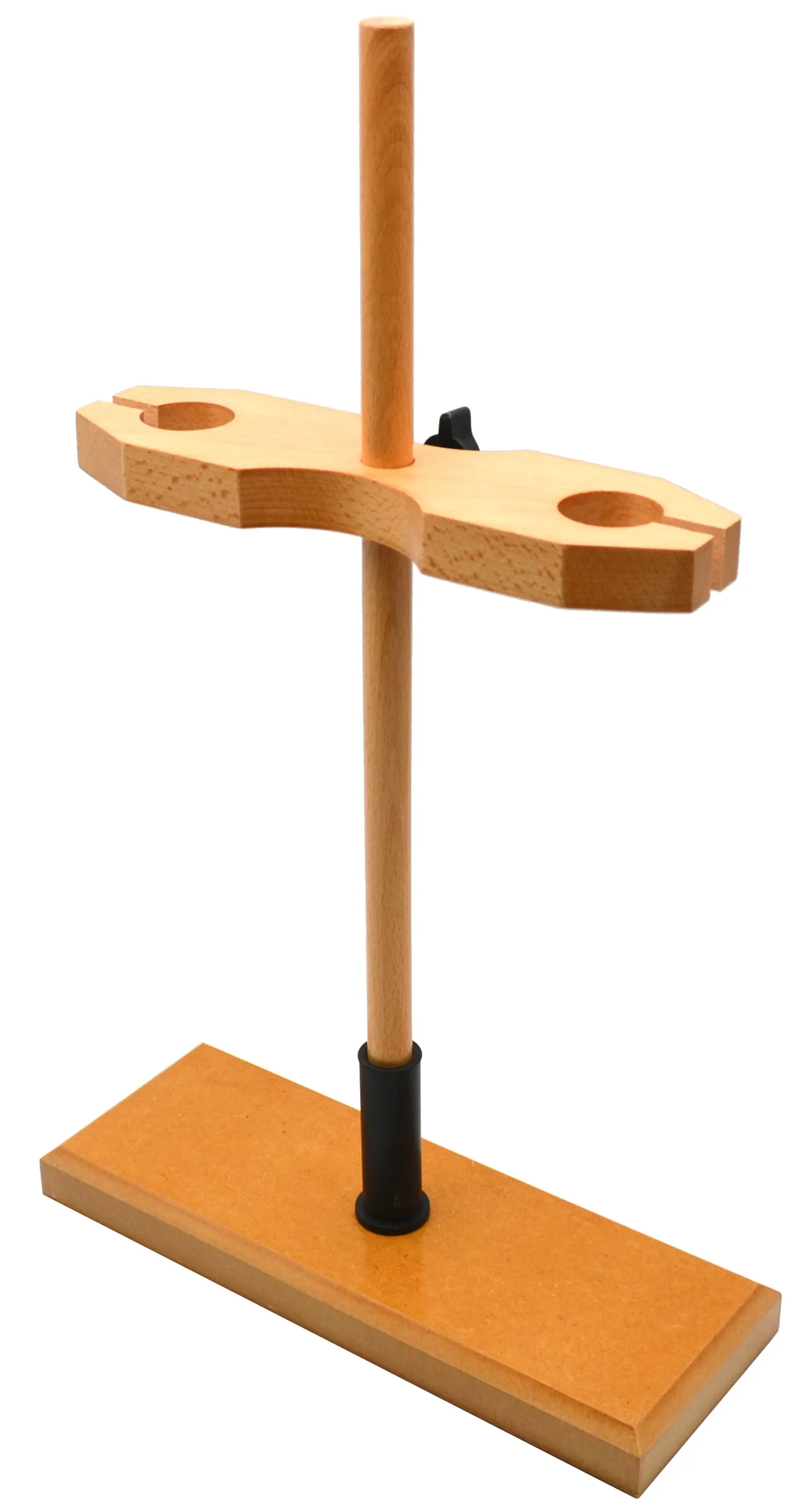 Adjustable Funnel Stand for 2 Funnels, Polished Wood, 1.5" Hole Diameter, 18" Tall - Eisco Labs