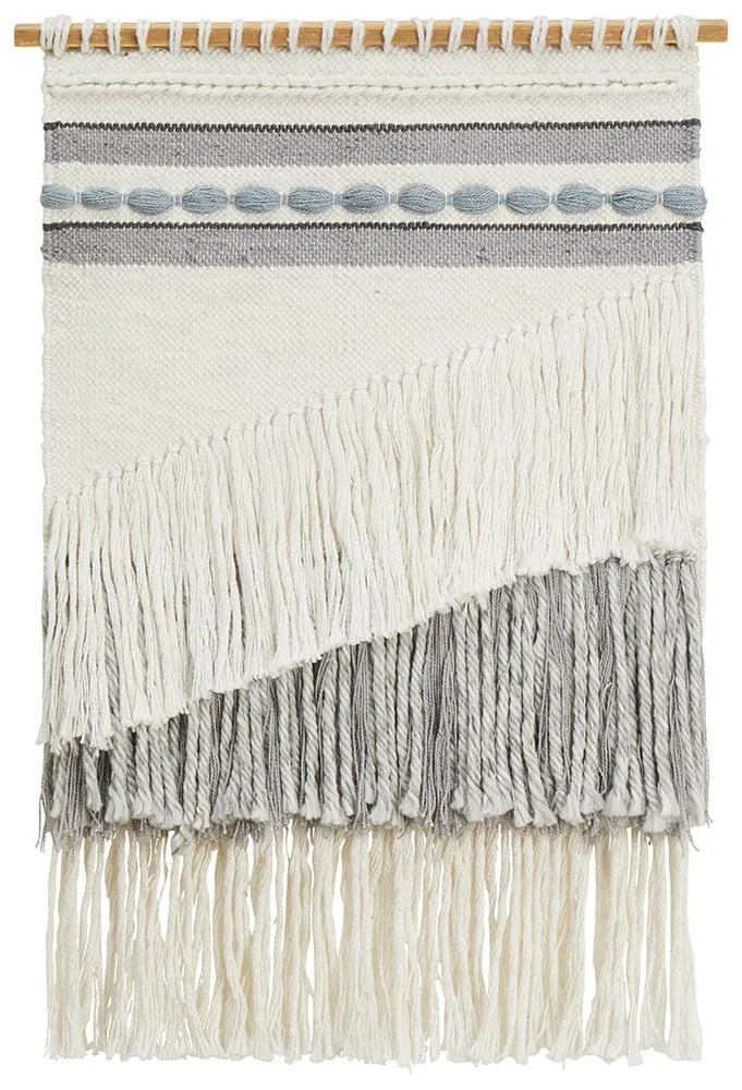 Aladdin Rugs NZ Home Ash Scandi Layered Fringed Wall Hanging