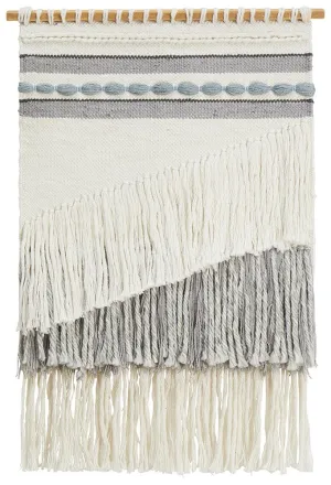 Aladdin Rugs NZ Home Ash Scandi Layered Fringed Wall Hanging