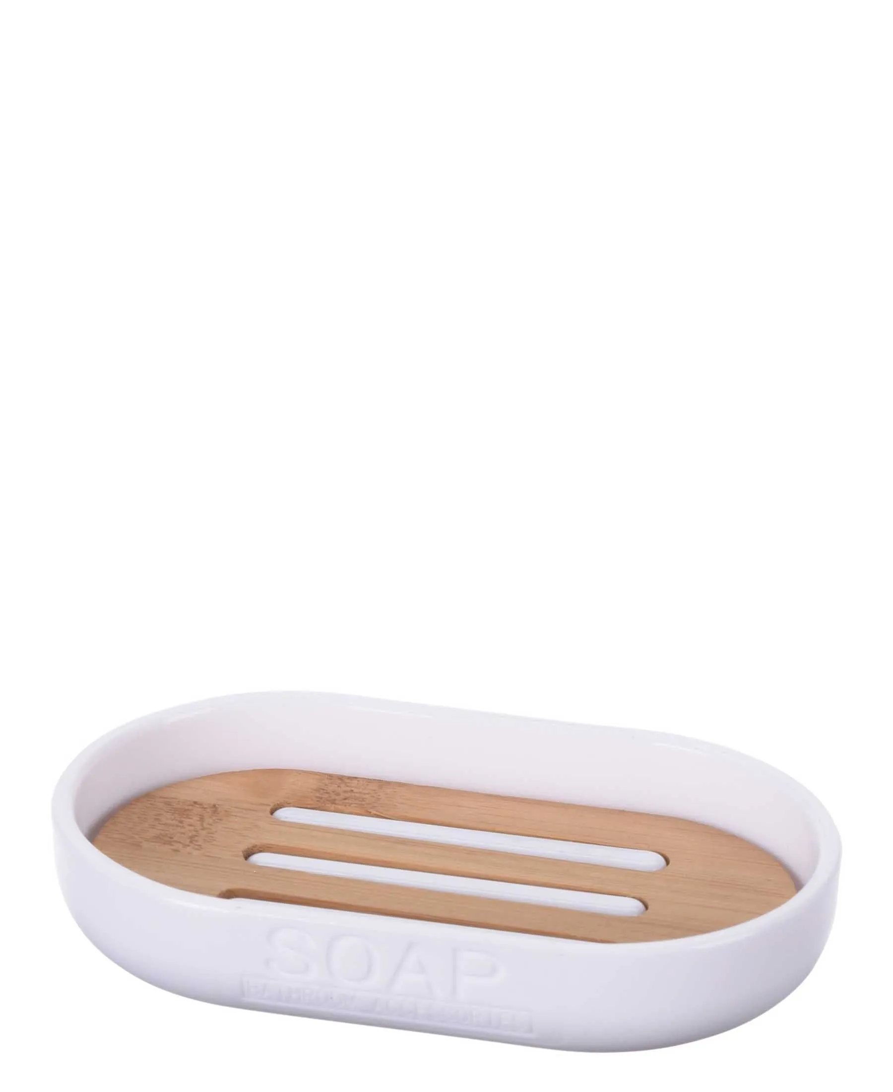 Bathroom Bamboo Soap Dish - White