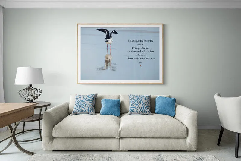 Beach Wall Art Sea Bird Flight Edge of Ocean