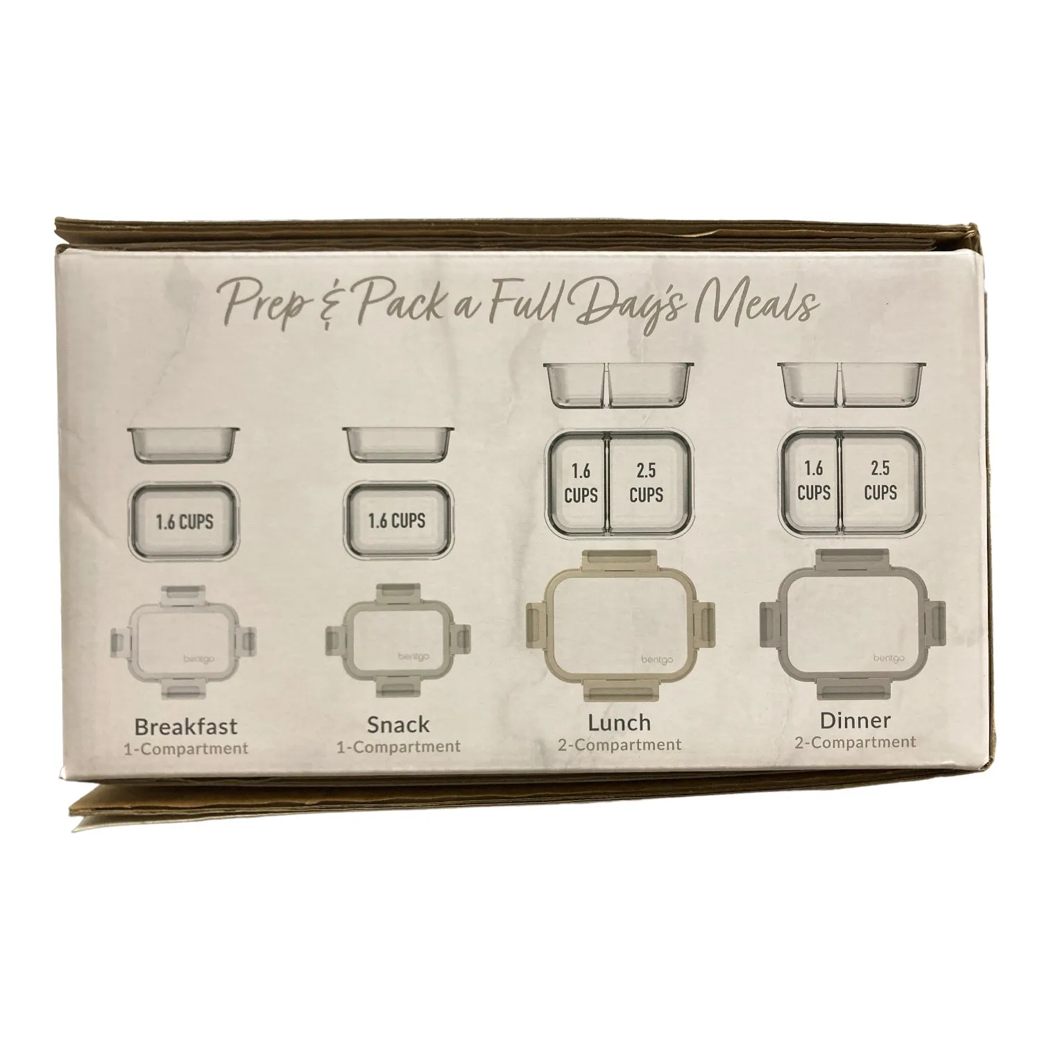 Bentgo 8-Piece Leak-Proof Glass Meal Prep Set, White Stone