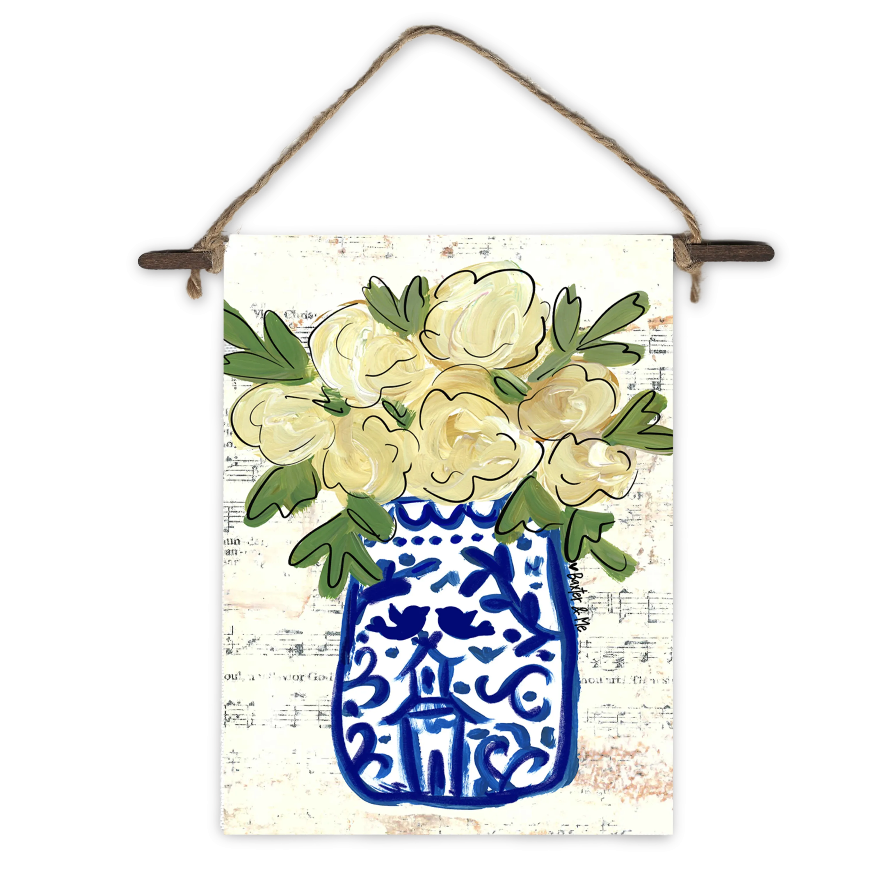 Blue Willow Vase Mini Wall Hanging