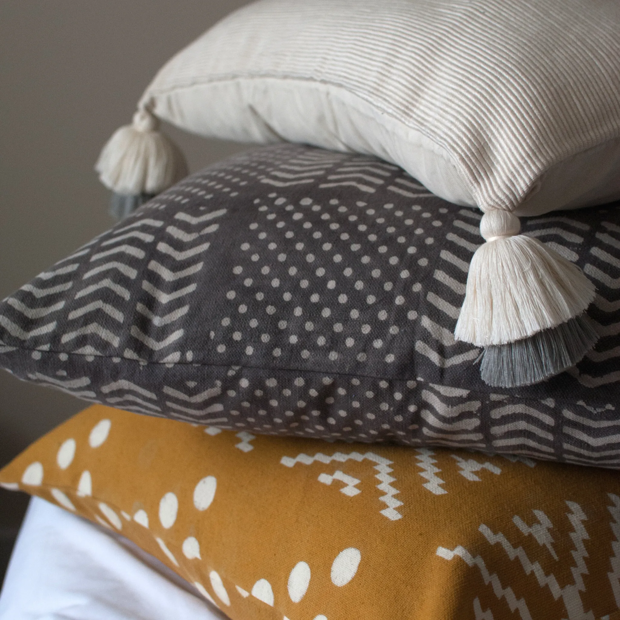 Chocolate Gray Throw Pillow Set of Two 24" x 24"