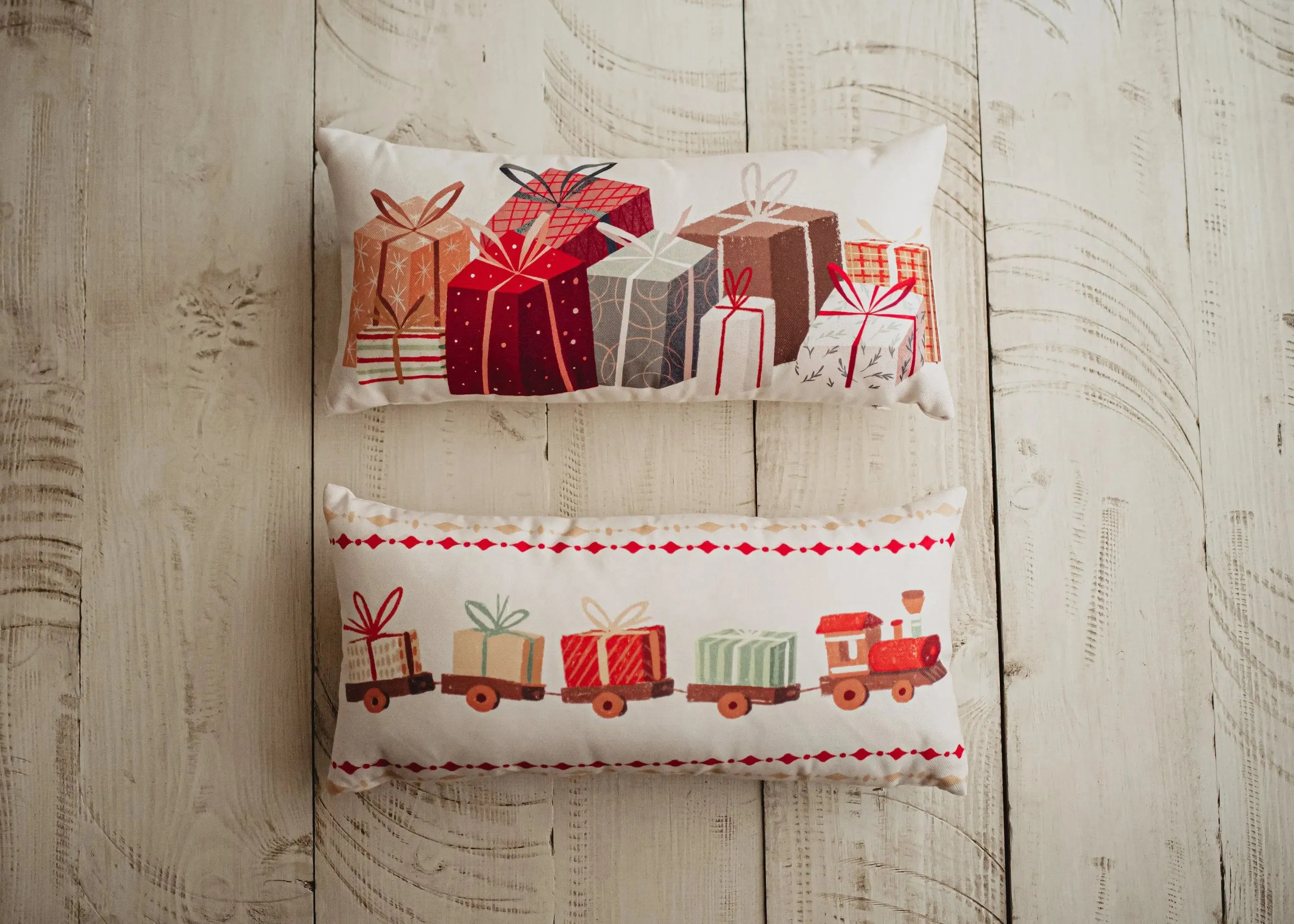 Christmas Gift Train | Throw Pillow Cover | 20x10 | Decorative Pillows for Couch | Christmas Throw Pillows | Christmas Home Decor | Mom Gift
