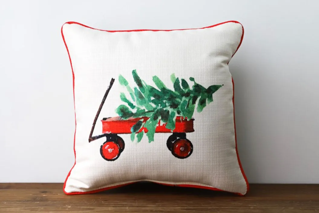 Christmas Tree Wagon Pillow