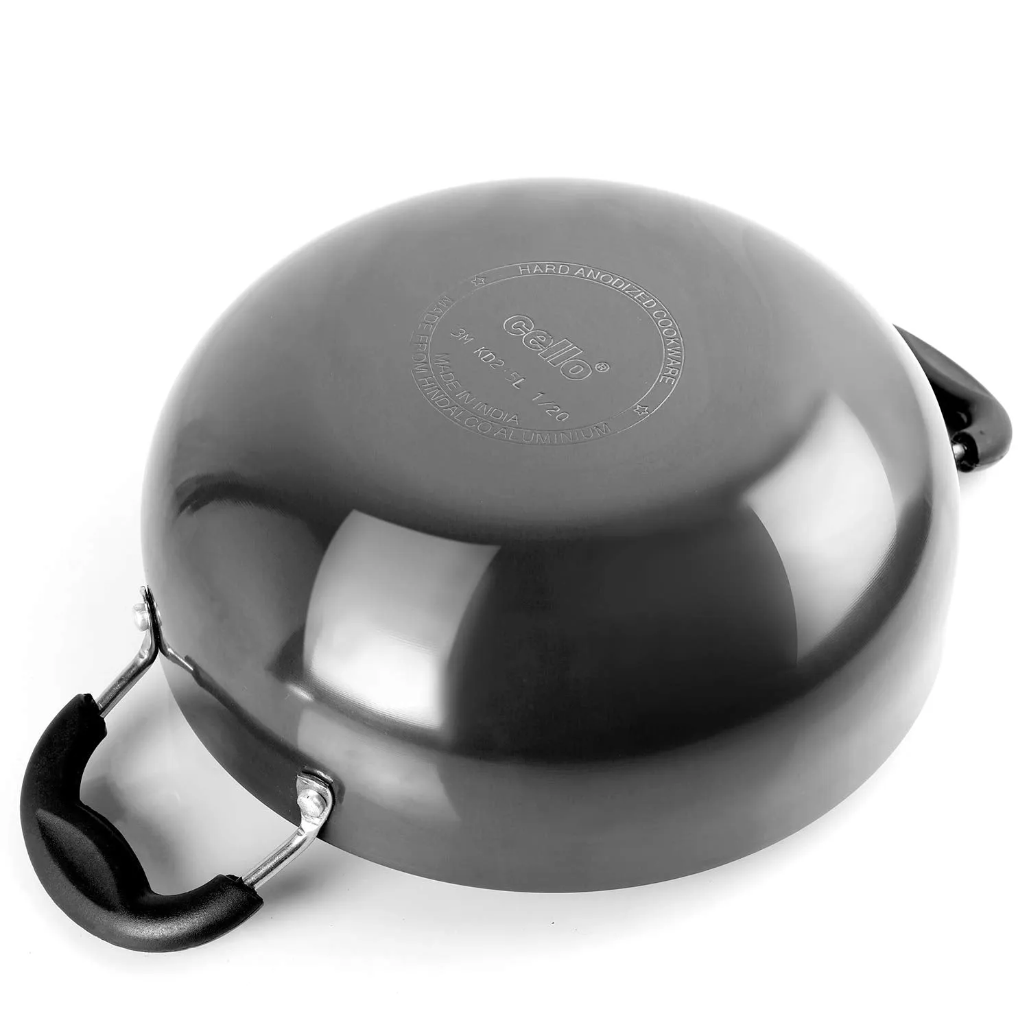 Classy Hard Anodised Kadhai with Lid, 2.5 Litres, Gas Stove Compatible