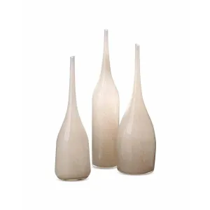 Coastal Style Grey Glass Pixie Vases (Set of 3)