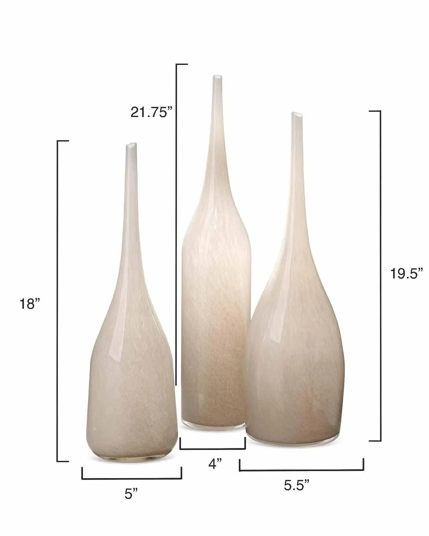 Coastal Style Grey Glass Pixie Vases (Set of 3)