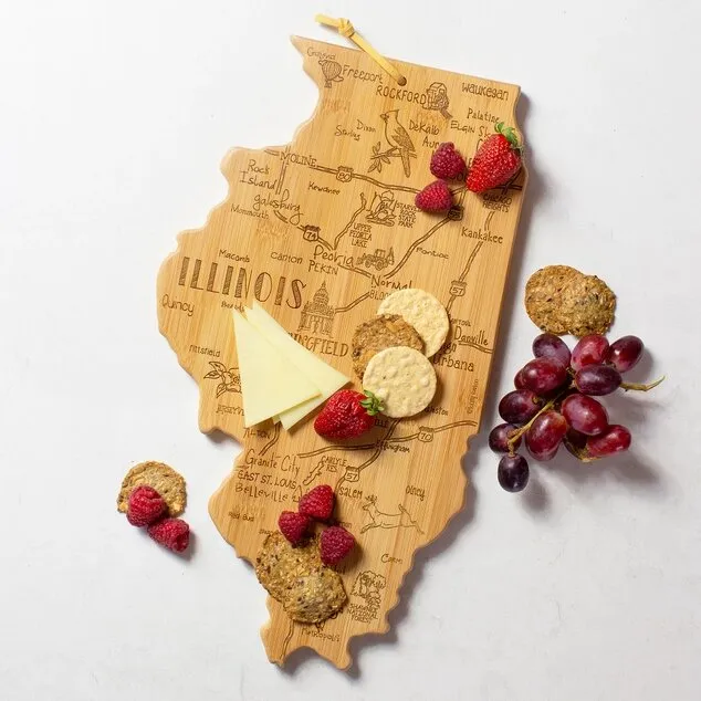 Destination Illinois Bamboo Cutting Board