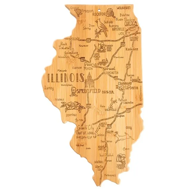 Destination Illinois Bamboo Cutting Board