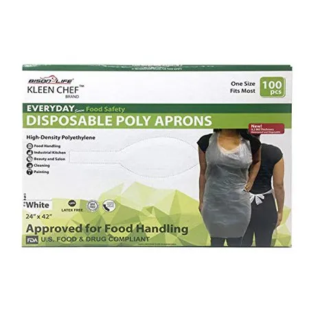 Disposable Food Handling Light Poly Aprons, 0.5 Mil, 24" x 42", Waterproof