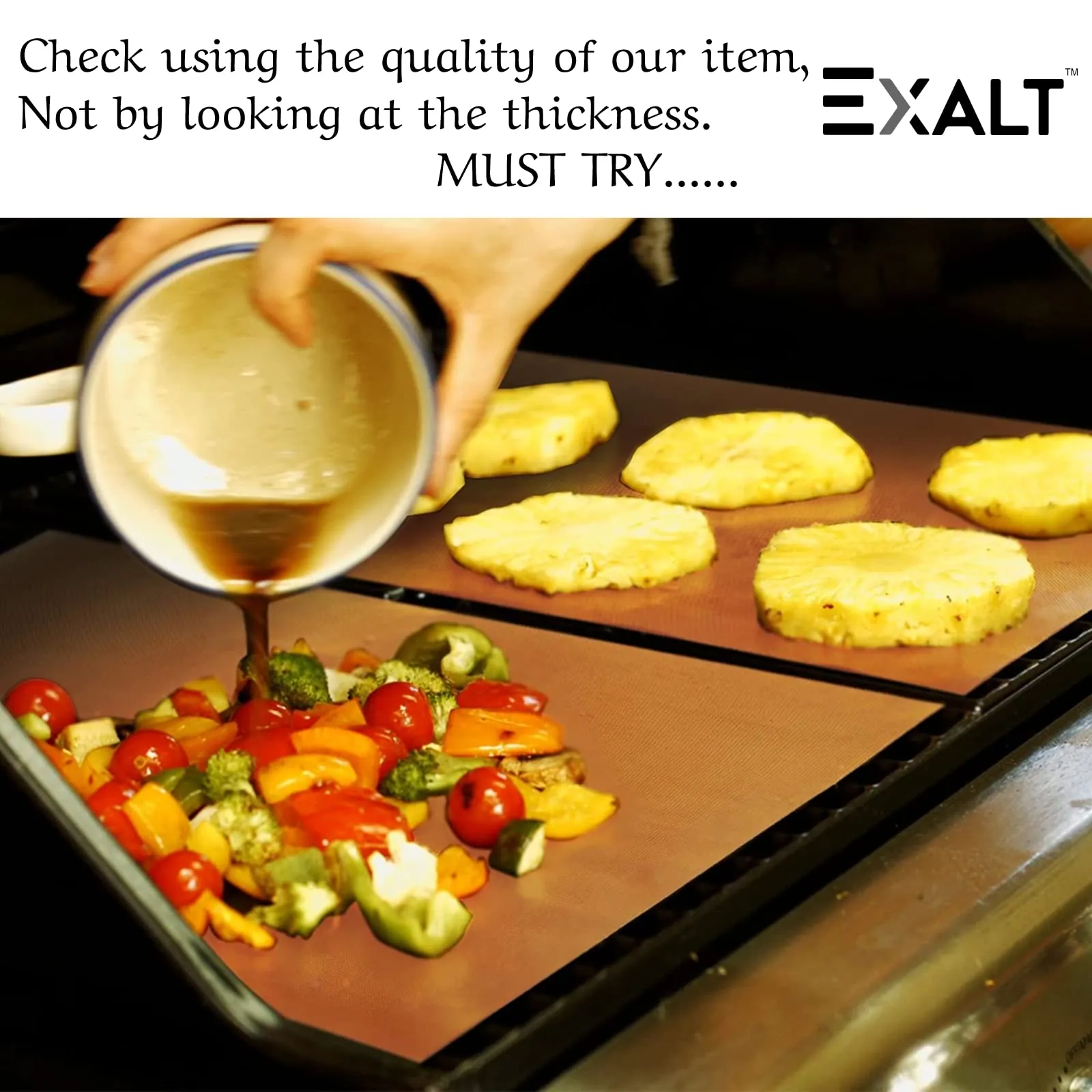 EXALT Silicone Baking Mat Roti Making Sheet Obbattu Sheet Holige Sheet Reusable Heat Resistant Baking Mat Chappathi Puran Poli Rolling Mat - Pack of 2