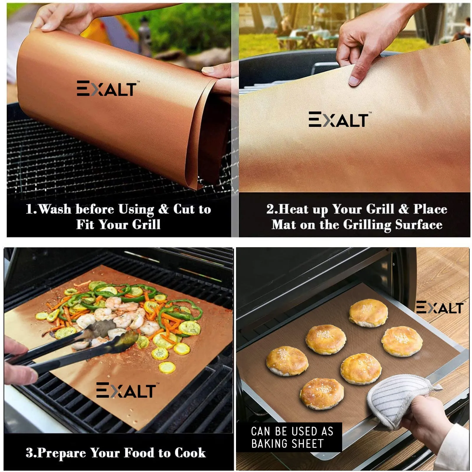EXALT Silicone Baking Mat Roti Making Sheet Obbattu Sheet Holige Sheet Reusable Heat Resistant Baking Mat Chappathi Puran Poli Rolling Mat - Pack of 2