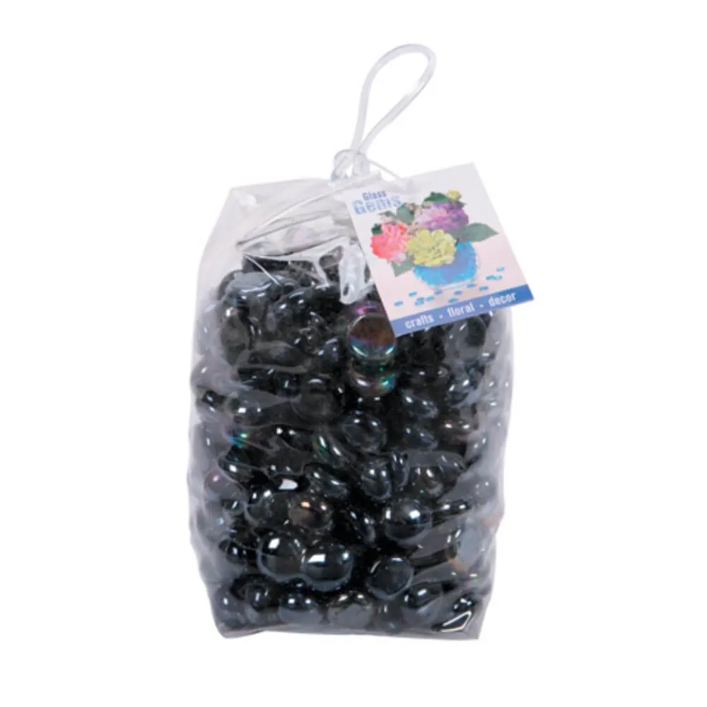 Glass Gems in a PVC Bag Black Luster 4 lb