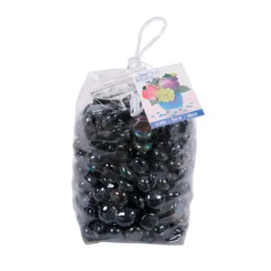 Glass Gems in a PVC Bag Black Luster 4 lb