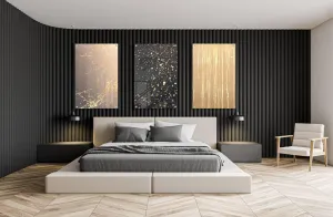 Golden Artwork Set of 3 Prints Modern Wall Art Modern Artwork