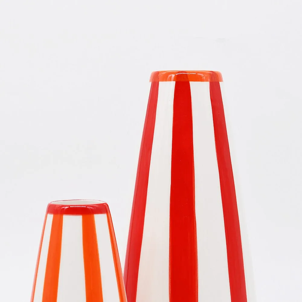 Grand vase rayé "Costa Nova" - Rouge