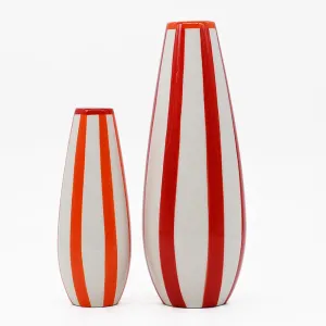Grand vase rayé "Costa Nova" - Rouge