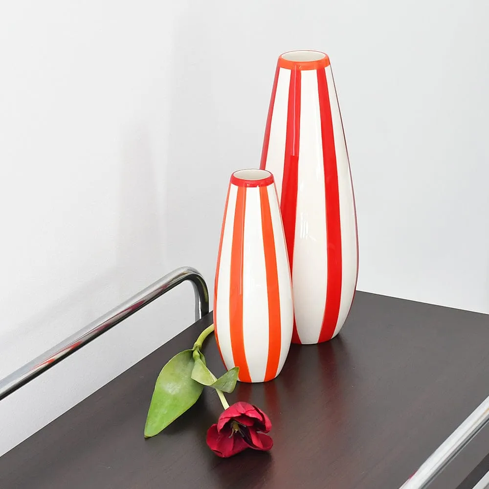 Grand vase rayé "Costa Nova" - Rouge
