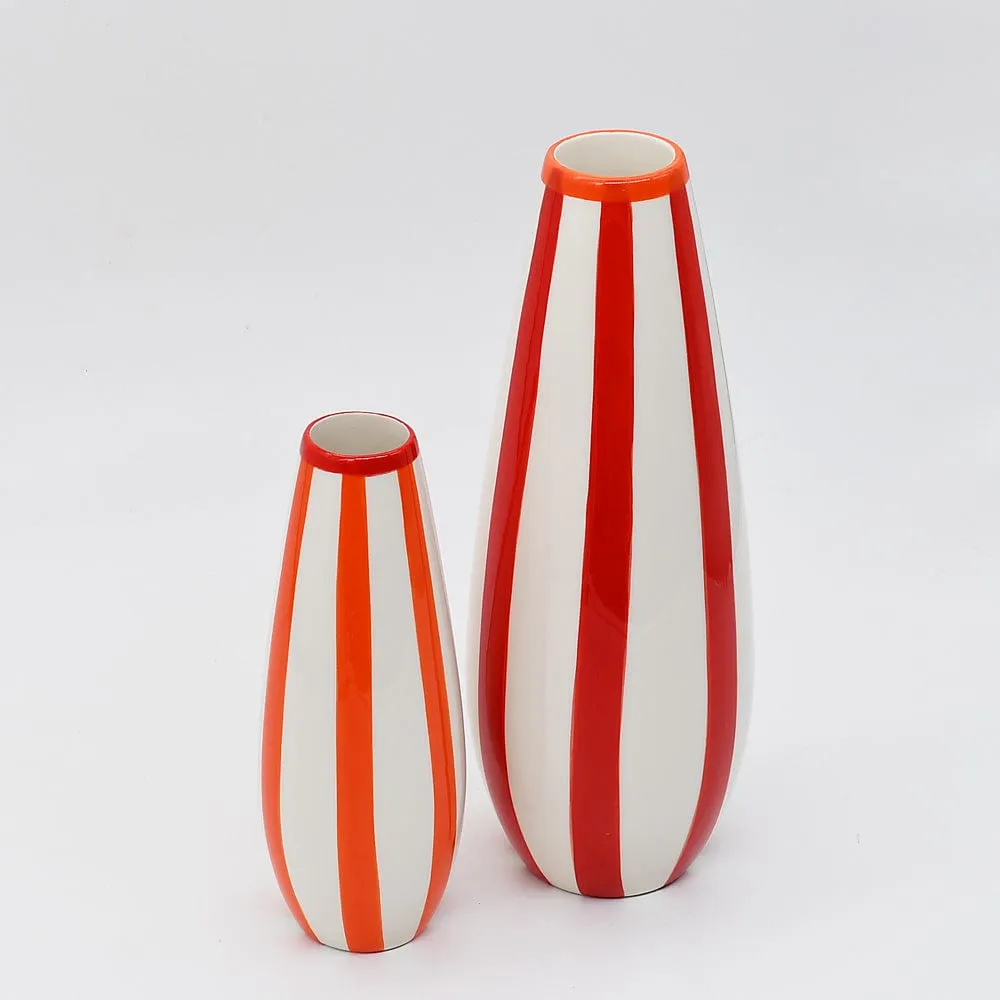Grand vase rayé "Costa Nova" - Rouge