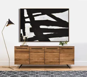 Horizontal Black and White Minimalist Art Modern Minimal Painting Yp067