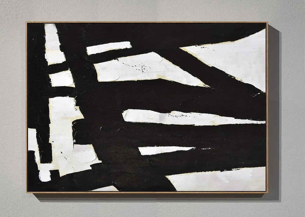 Horizontal Black and White Minimalist Art Modern Minimal Painting Yp067