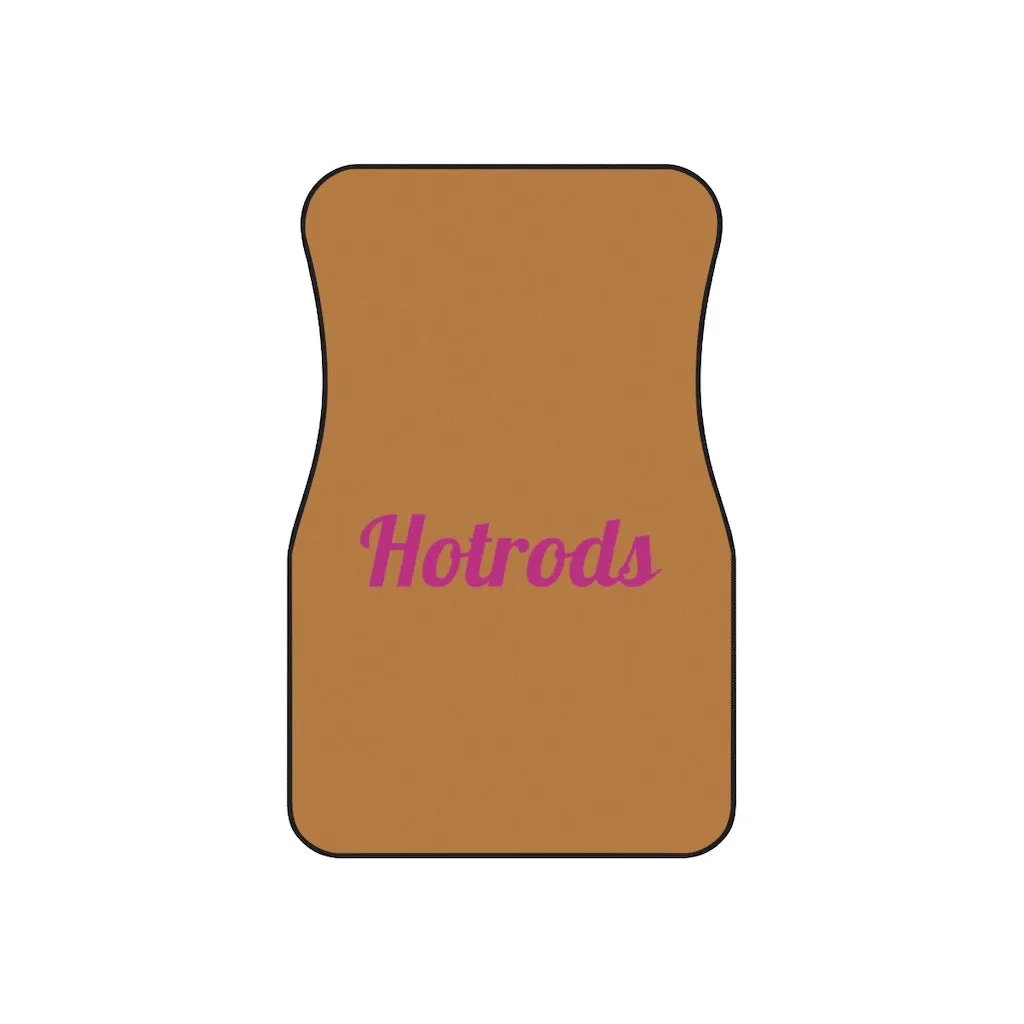 Hotrods Car Mats (Set of 4) - Lt Brown w/Pink print