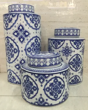 Java Blue and White Vases Set of 3 - Angie Homes