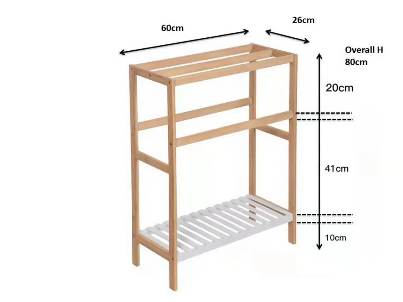Kassi Bamboo Free Standing Towel Rack W/Bottom Shelf