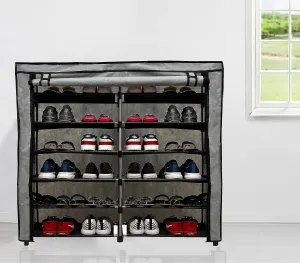 KONLINE® Multipurpose Collapsible 12 layer Metal Shoe Stand, Shoe Rack/Organiser for Home & Office (Grey, Metal)