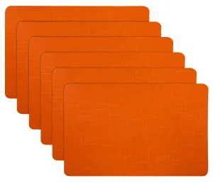 Kuber Industries Placemats Table Mats Easy to Clean PVC Place Mats for Dining, Set of 6 (Orange), Standard (HS39KUBMART021963, Polyvinyl Chloride)
