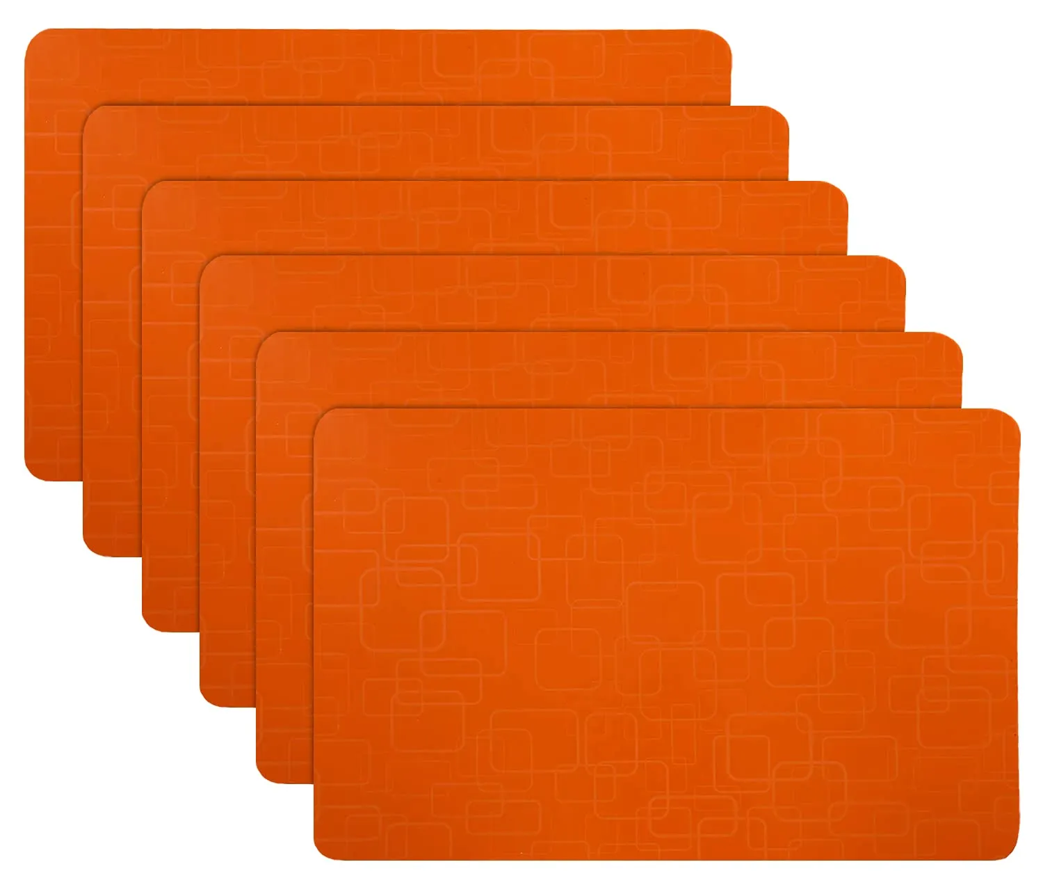 Kuber Industries Placemats Table Mats Easy to Clean PVC Place Mats for Dining, Set of 6 (Orange), Standard (HS39KUBMART021963, Polyvinyl Chloride)