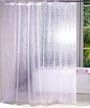 Kuber Industries Shower Curtain & Bathmat Set | Non-Slip Bath mats for Bathroom | Easy-Slide Curtains | Polyester Curtain or Bathmat for Bath Décor | XTL456-3T | 18 Pcs Set | Multicolor