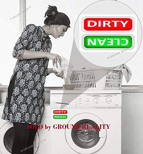 LOFTWARE Washing Machine and Dishwasher Magnet with Clean and Dirty Signage Colored Indicator; Bold Text Easy to Read; A Great Water Saver; Compact Size 3.5 x 2 inch Ideal Kitchen Gift - Pack of 2