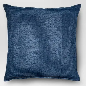 New - Threshold Oversized Quilted Square Decorative Throw Pillow 24x24" Chambray Blue
