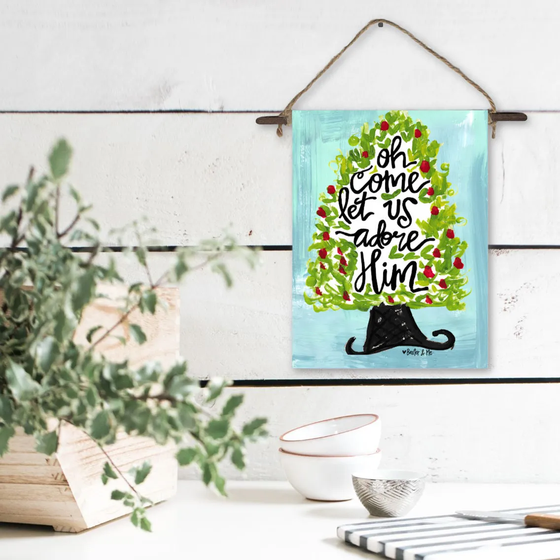 O Come Let Us Adore Him Tree Mini Wall Hanging