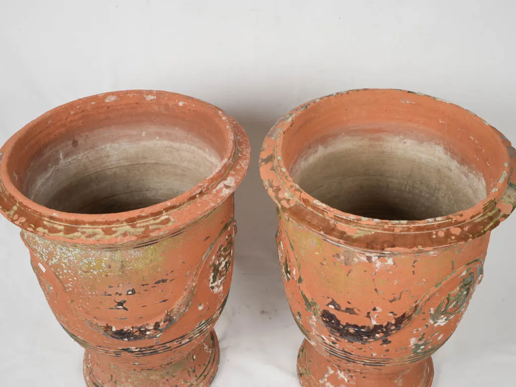 Pair of antique Boisset Anduze urns 27½"
