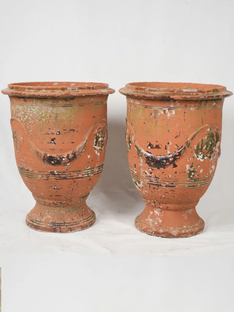 Pair of antique Boisset Anduze urns 27½"