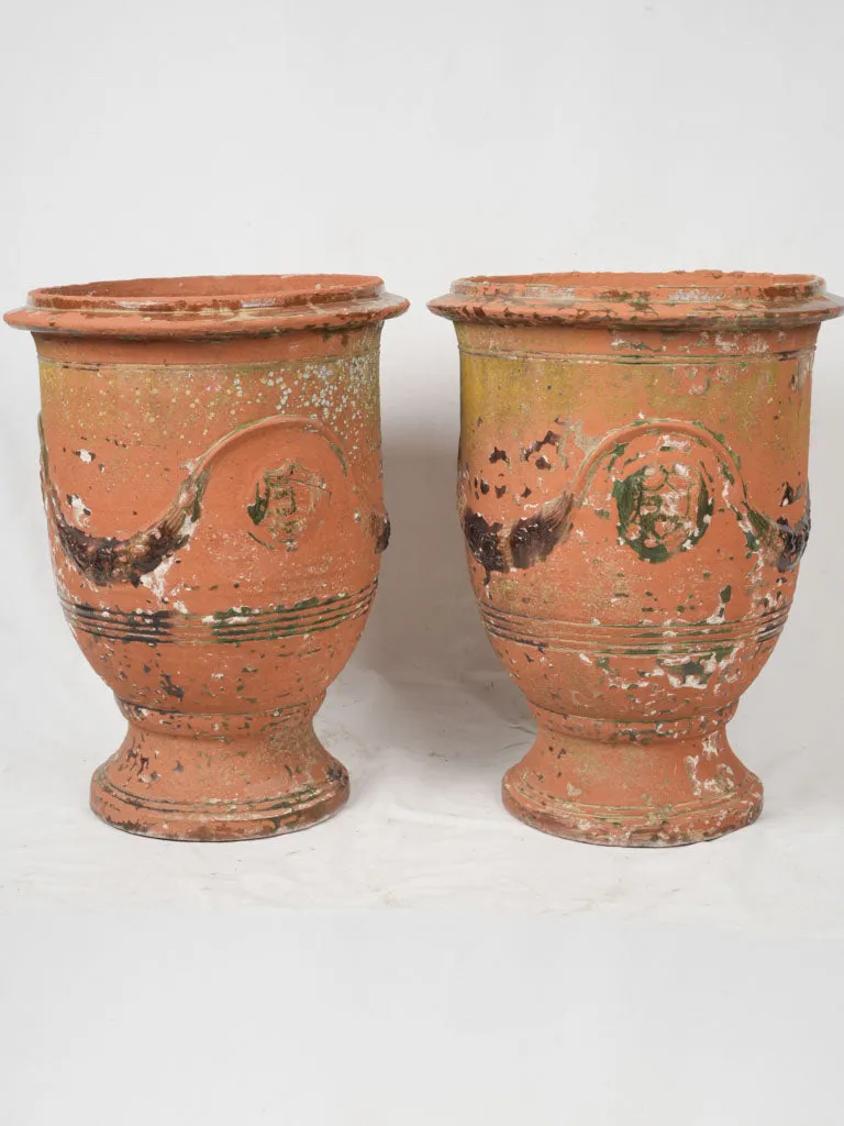 Pair of antique Boisset Anduze urns 27½"
