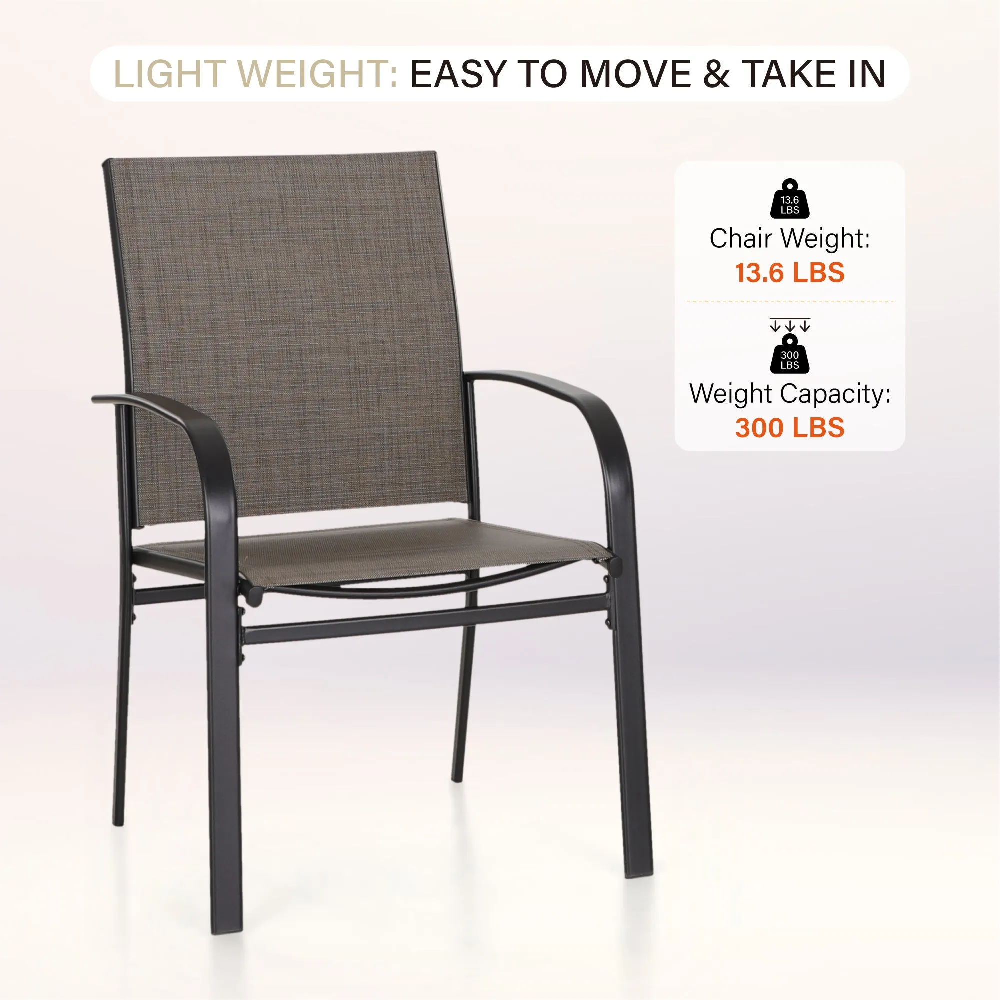PHI VILLA Patio Textilene Fixed Dining Chairs