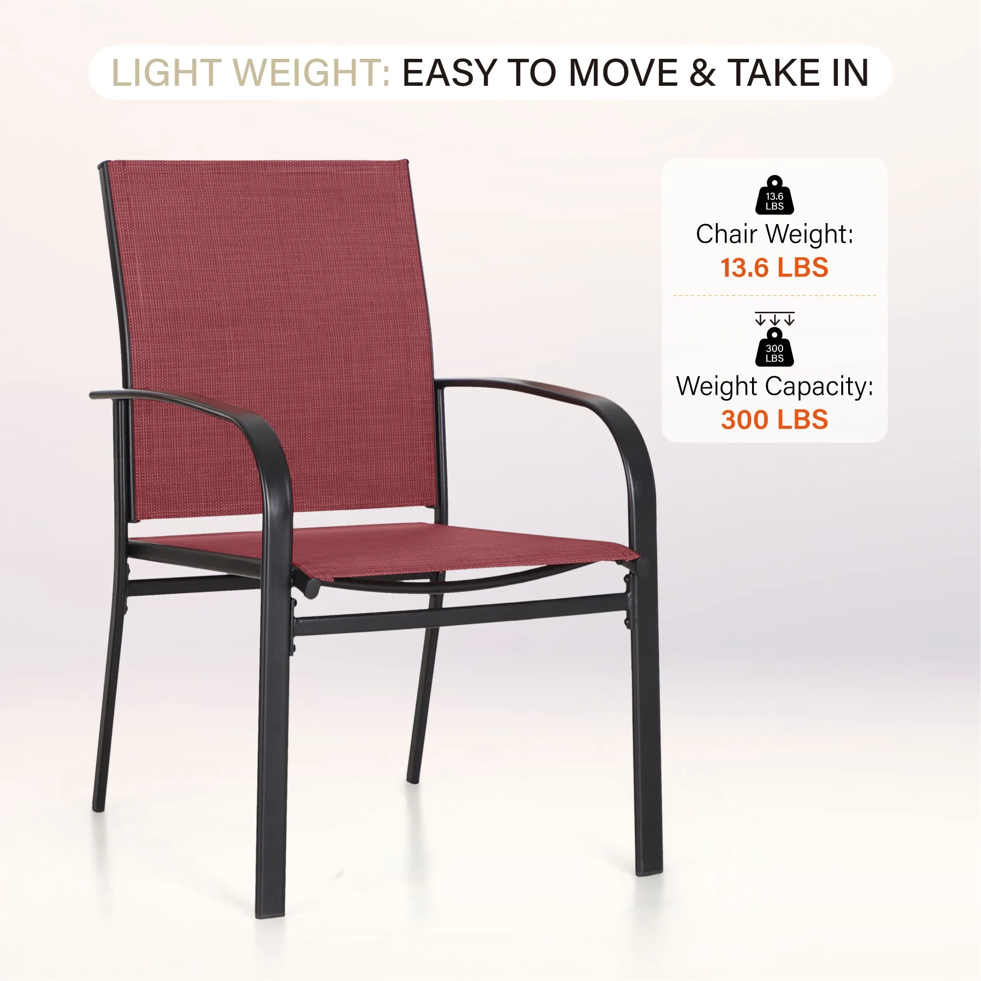 PHI VILLA Patio Textilene Fixed Dining Chairs