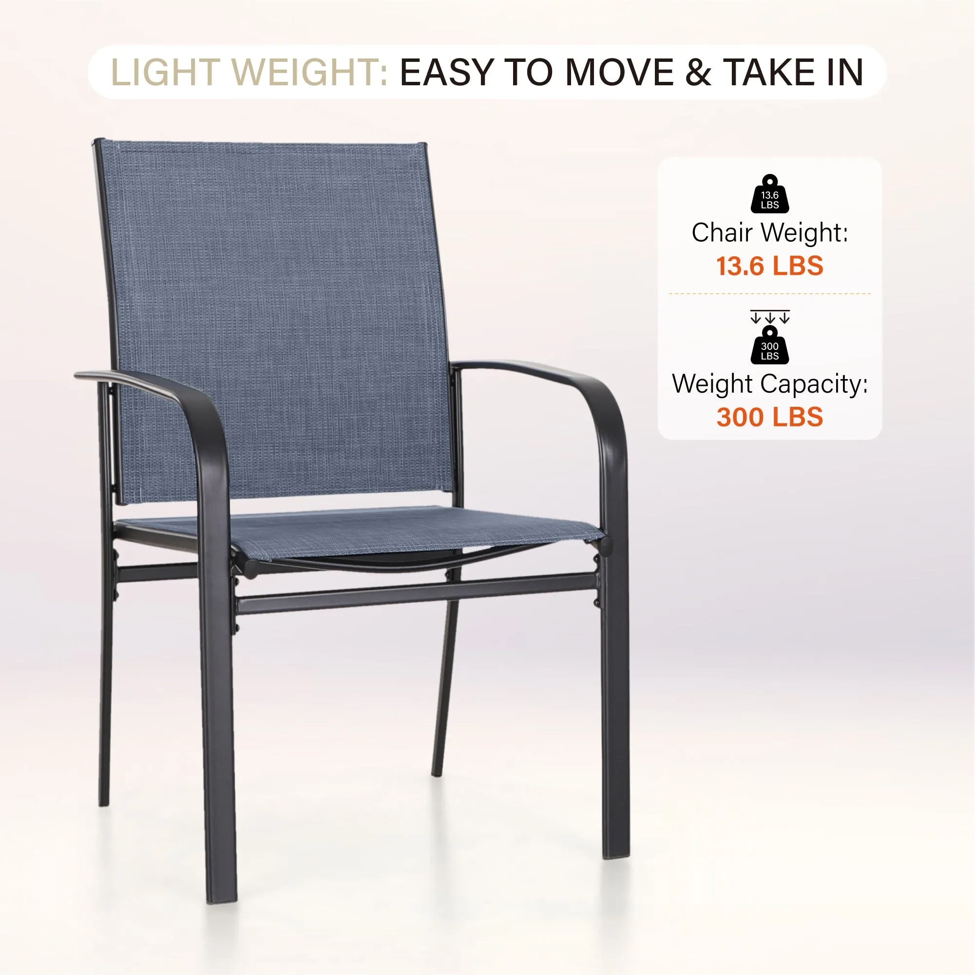 PHI VILLA Patio Textilene Fixed Dining Chairs