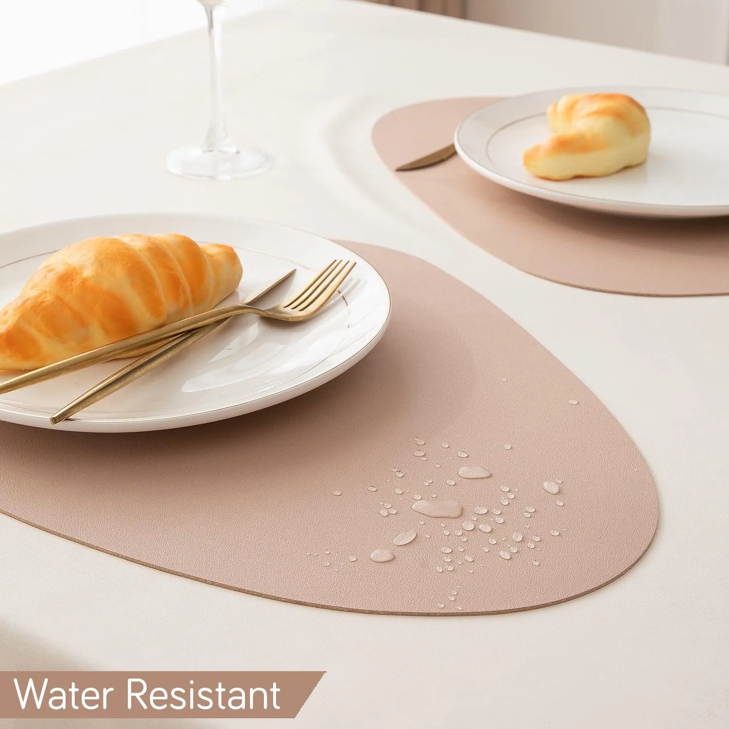 Premium Faux Leather Dining Table Mats, Sand