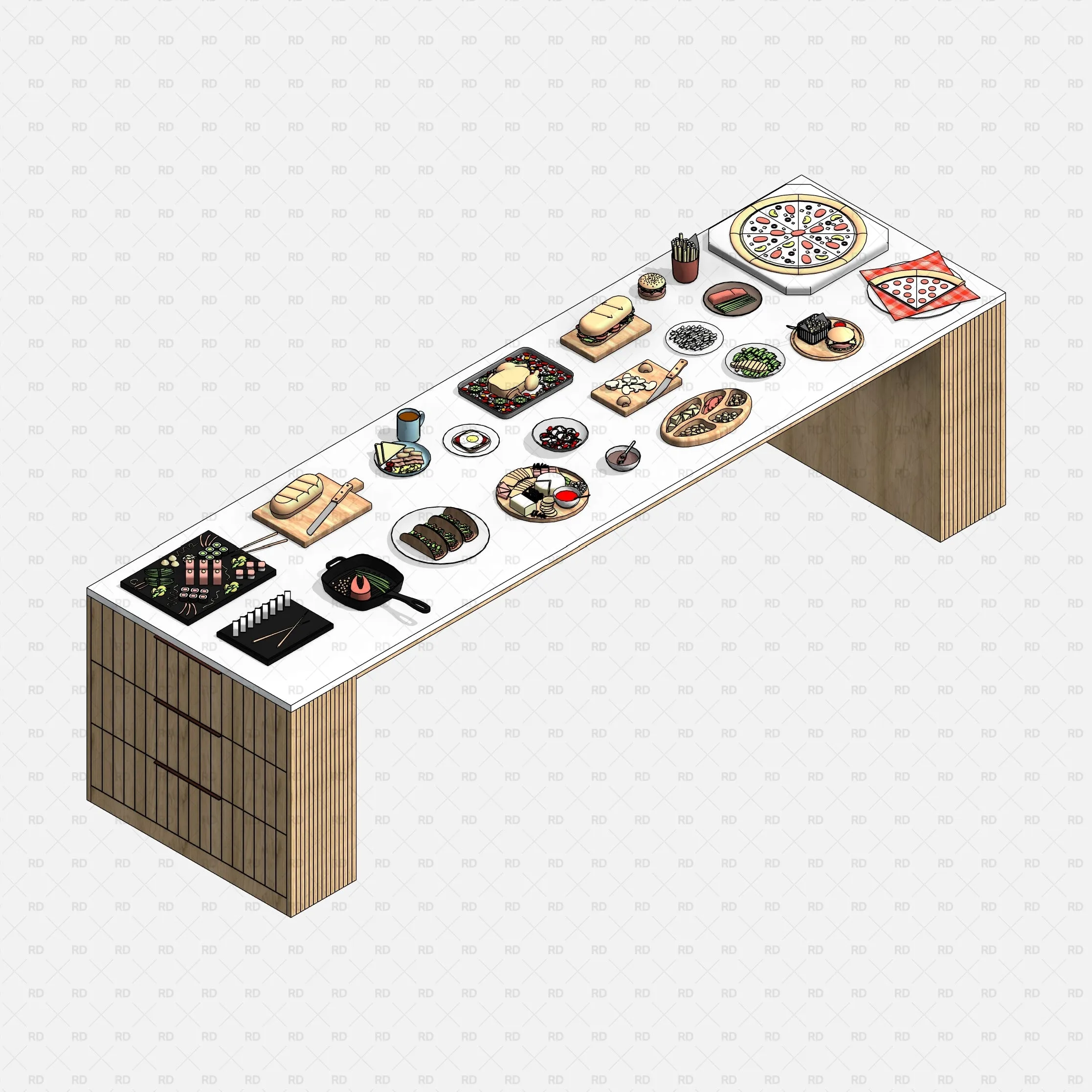Revit Food and Drink (93 Objects)
