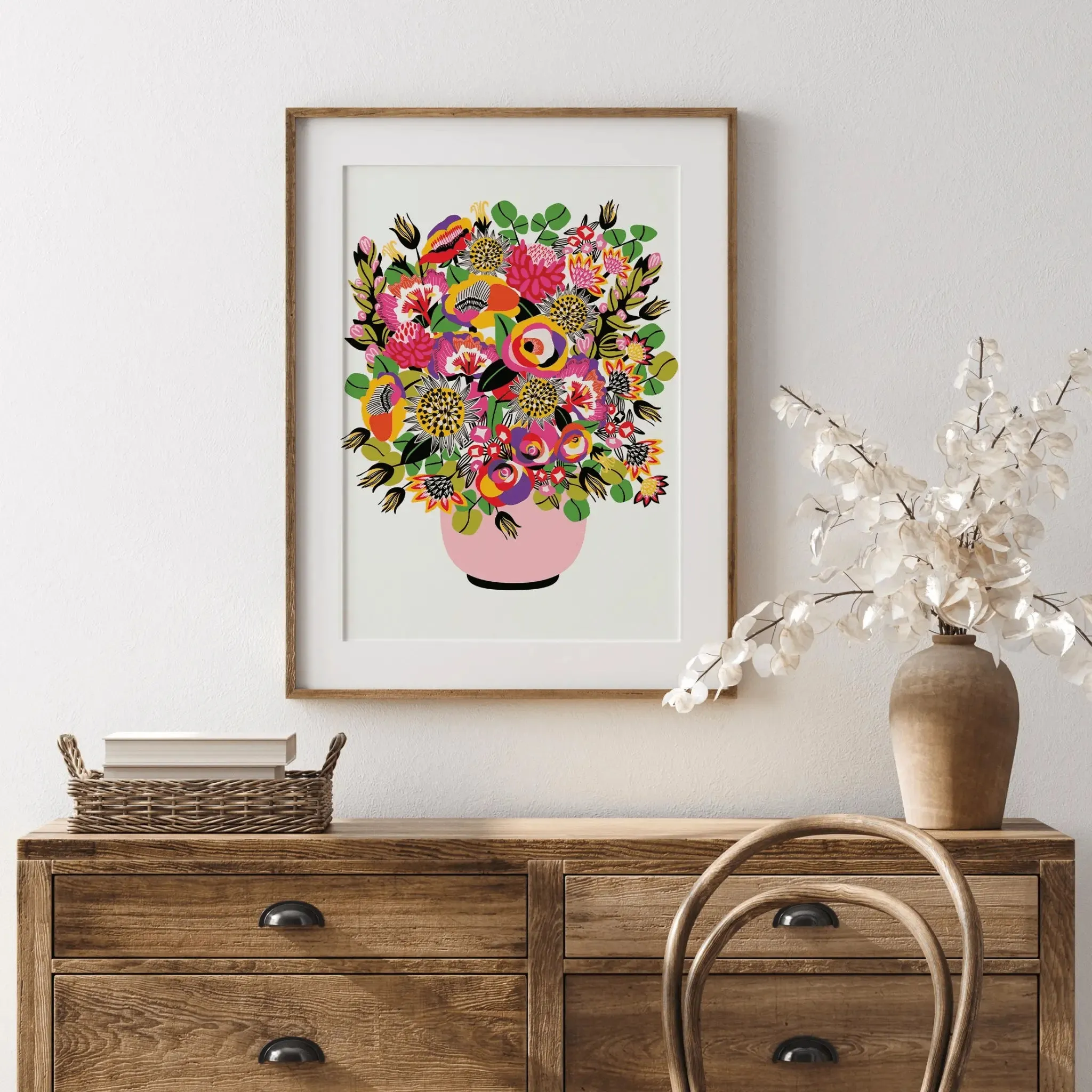 Roses and Lilies Modern Wall Art Print